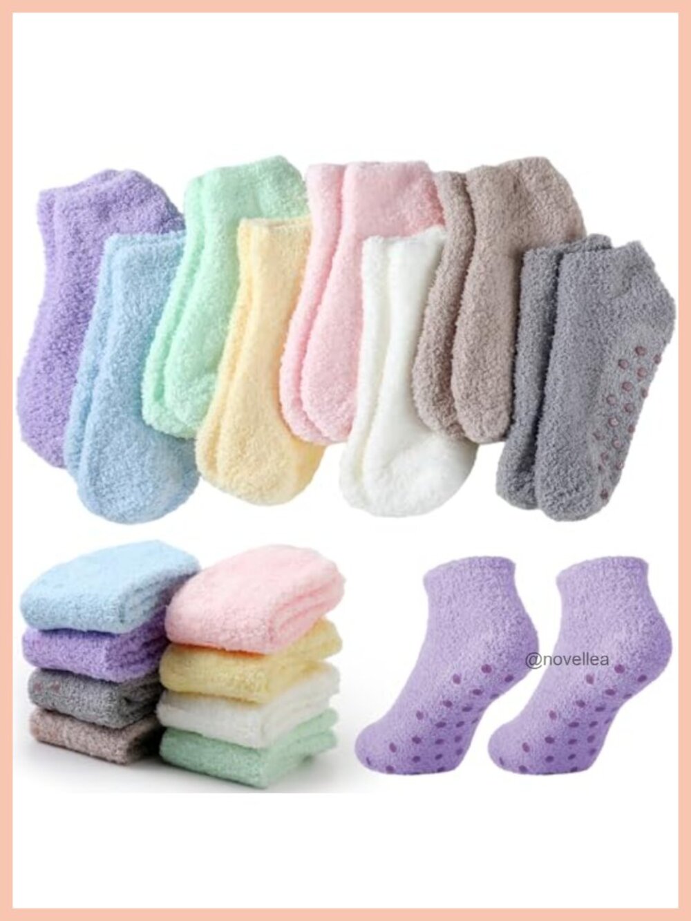 Fuzzy Plush Slipper Socks Non Slip Grips Warm Cozy